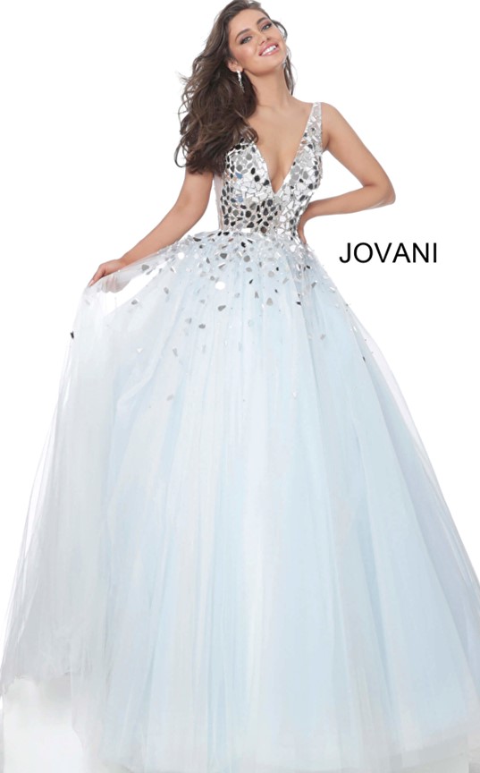 00007 Light Blue Cut Elegant and Beautiful Gown in one